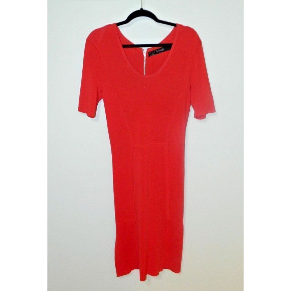 Yigal Azrouel Dress Size Small Red Knit Bodycon Zipper Detail